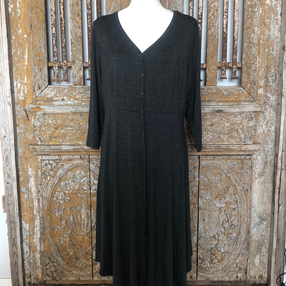 torrid Dresses & Skirts - TORRID Gray 3/4 Sleeve Button Up JERSEY DRESS 0 L